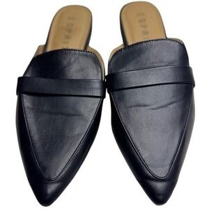 Esprit Jade Black Pointed Toe Mule Flats Women's Size 8 Slip-On Shoes